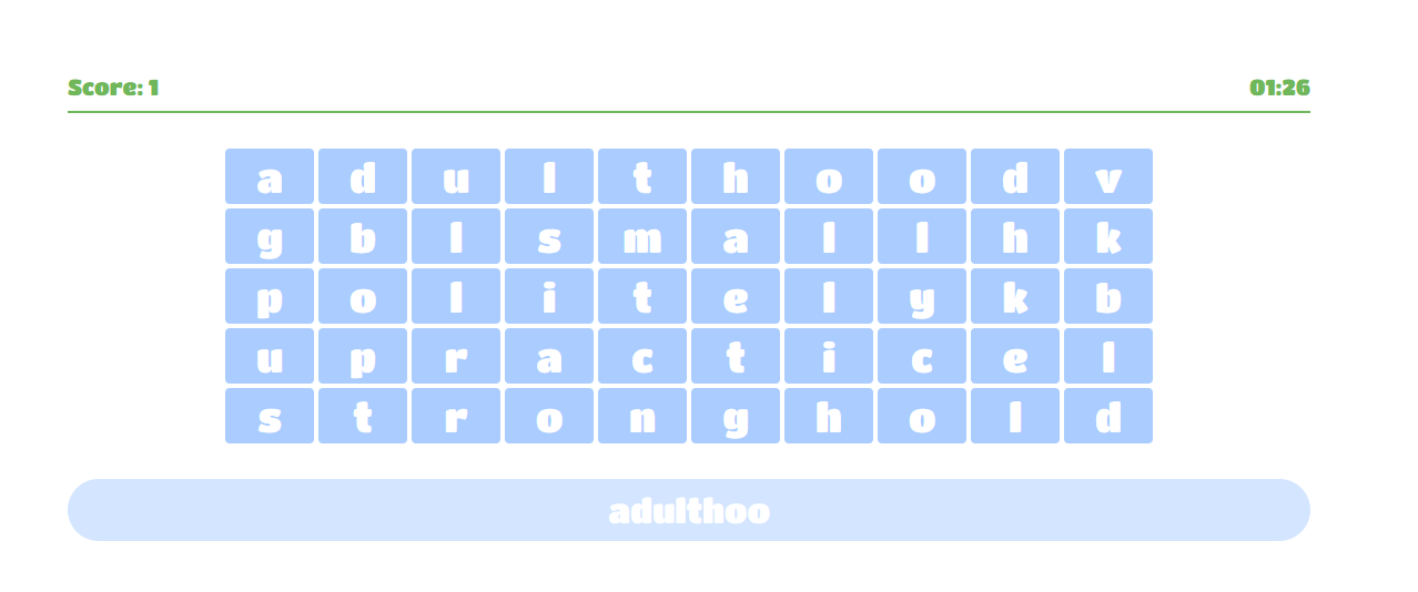 Typing game — Hidden words